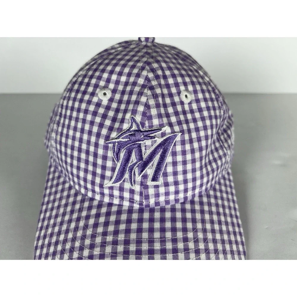 New Era‎ Youth Miami Marlins Purple White Checked 9Twenty Adjustable Hat Girls